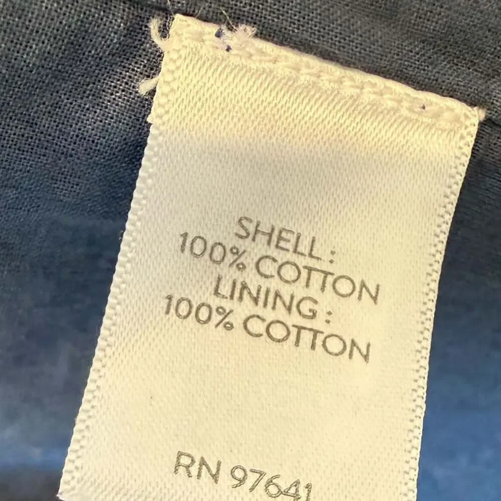 Purejill J.Jill size 3X Plus Blue Cream Cotton Jacket Pockets Lightweight Womens